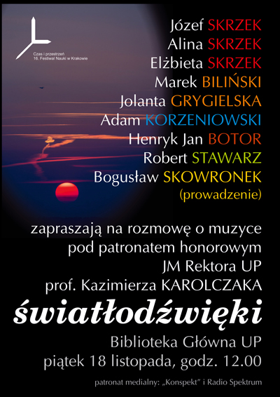 Plakat informujący o koncercie „Światłodźwięki. Rozmowa o muzyce”