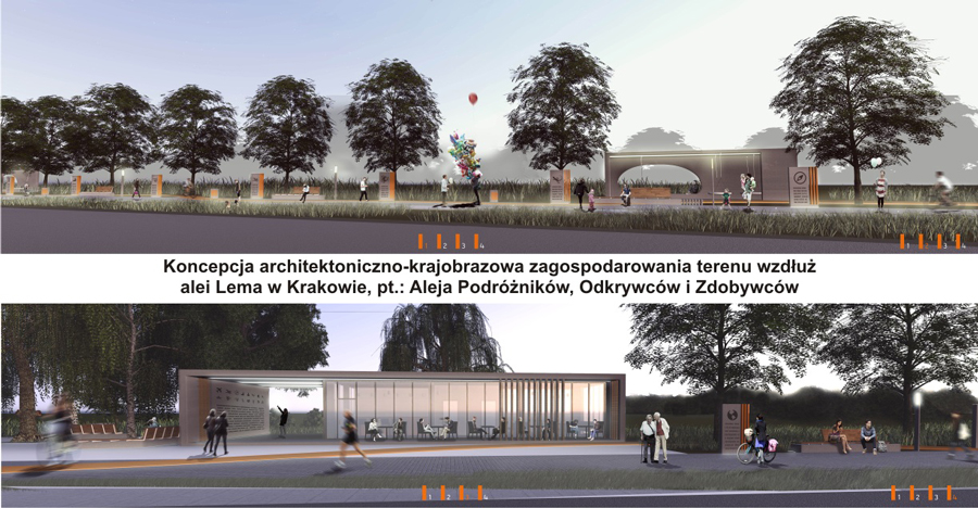 Koncepcja architektoniczno-krajobrazowa zagospodarowania terenu wzdłuż alei Lema w Krakowie pt. Alei Podróżników, Odkrywców i Zdobywców