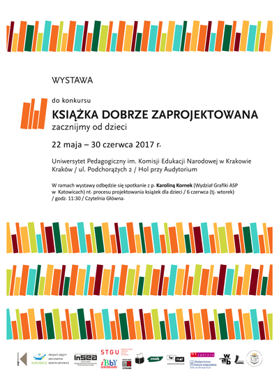 Plakat informujący o wystawie „Książka Dobrze Zaprojektowana – zacznijmy od dzieci”