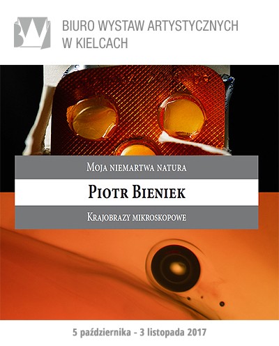 Grafika promująca wystawy fotograficzne Piotra Bieńka w galerii BWA