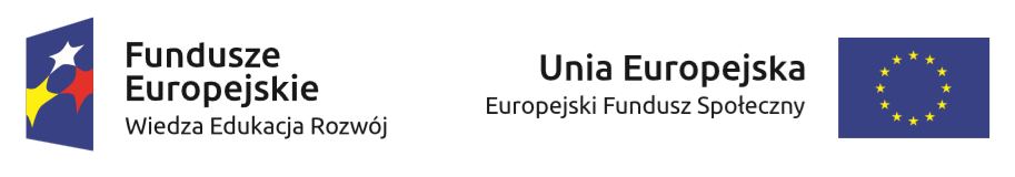 Projektu współfinansowanego przez Unię Europejską w ramach środków Europejskiego Funduszu Społecznego (loga)