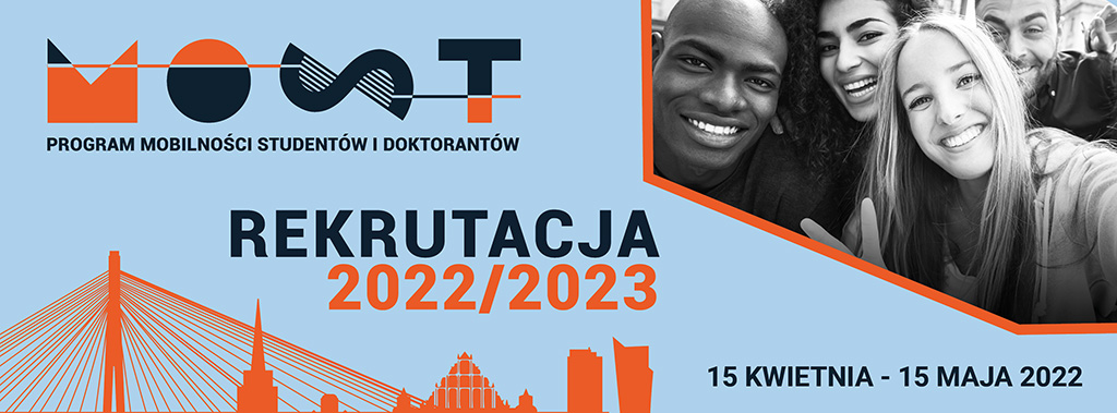 Rekrutacja do Programu MOST na semestr zimowy i cały rok akademicki 2022/2023 (baner reklamowy)