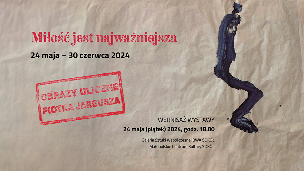 plakat towarzyszący wystawie prof. Piotra Jargusza, na którym wykorzystano obraz "Oto człowiek"