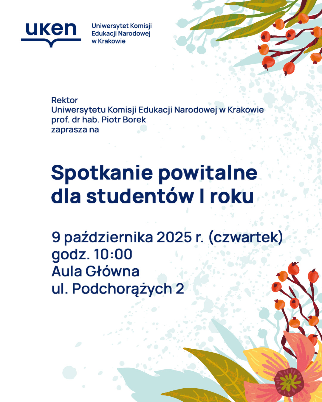 spotkanie powitalne dla studentow pierwszego roku (plakat)