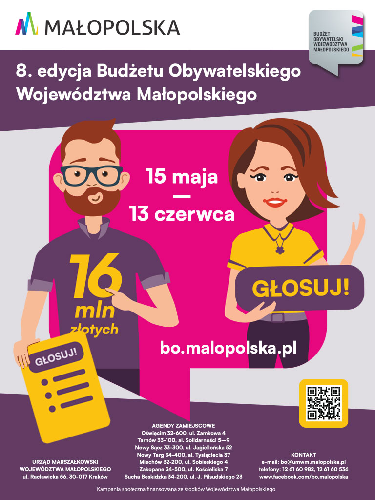 plakat zachęcający do wzięcia udziału w 8. edycji Budżetu Obywatelskiego