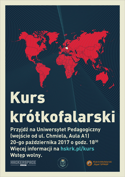 Plakat informujący o kursie krótkofalarskim