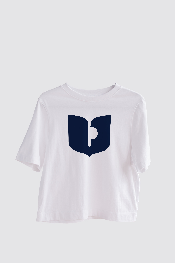 biała koszulka uniwersytecka z logo