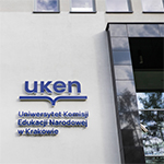 nowy budynek UKEN, w centralnym miejscu zdjęcia znajduje się logo UKEN